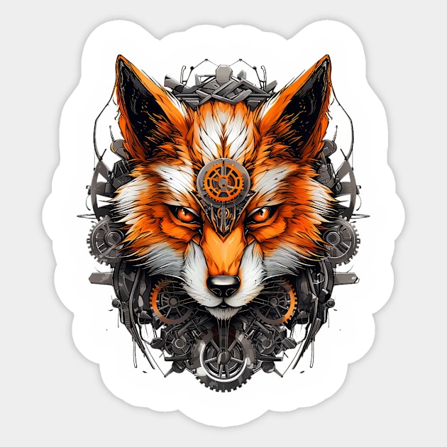 Metallic Fox Face Transformative T-Shirt: Unleash Your Inner Fox Sticker by Macotico